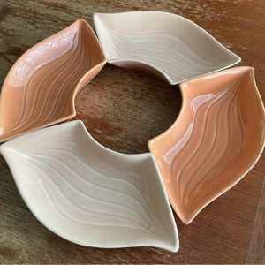 Vintage mid century modern California pottery snack bowls chip dip set of 4 L34